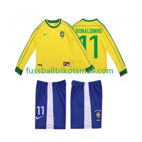 Fußballtrikots Brasilien RONALDINHO 11 Retro Kinder 1998 Langarm Heimtrikotsatz kaufen